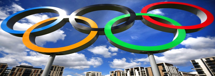 Colorful olympic rings depicting teamwork